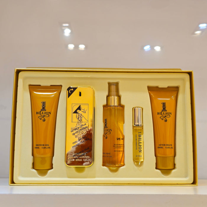 1 BILLION Gold Collection: 5-Piece Luxury Fragrance & Grooming Gift Set for Men