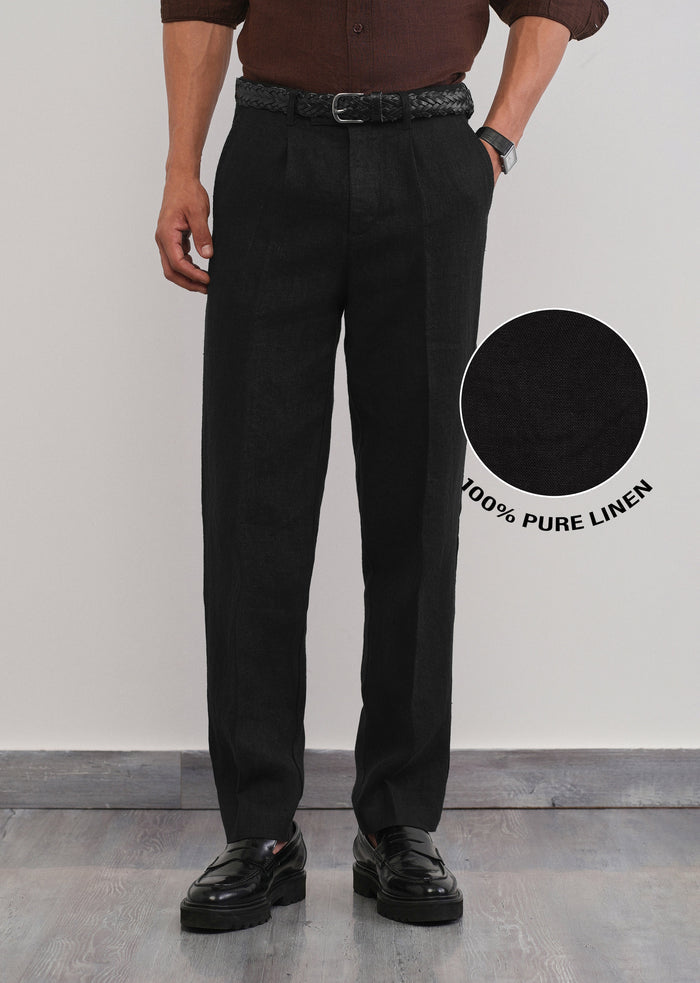 100% Pure Linen Black Pant