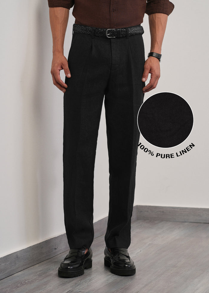 100% Pure Linen Black Pant