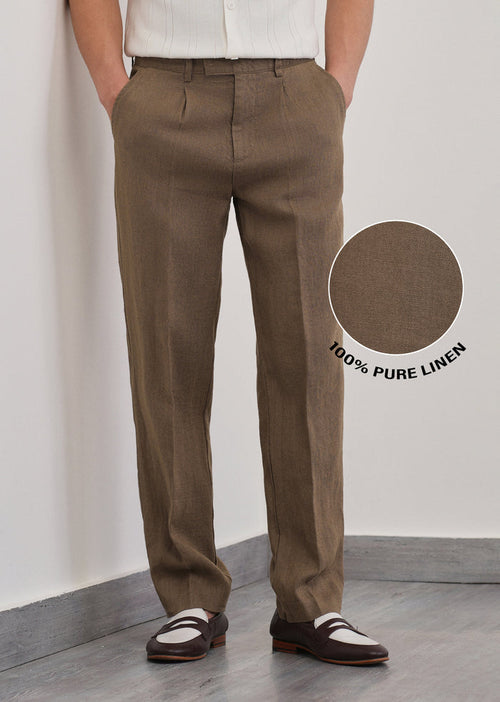 100% Pure Linen Brown Pant