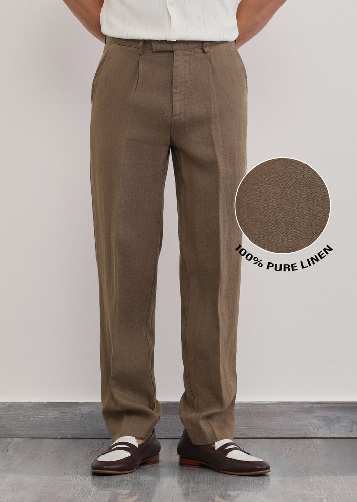 100% Pure Linen Brown Pant