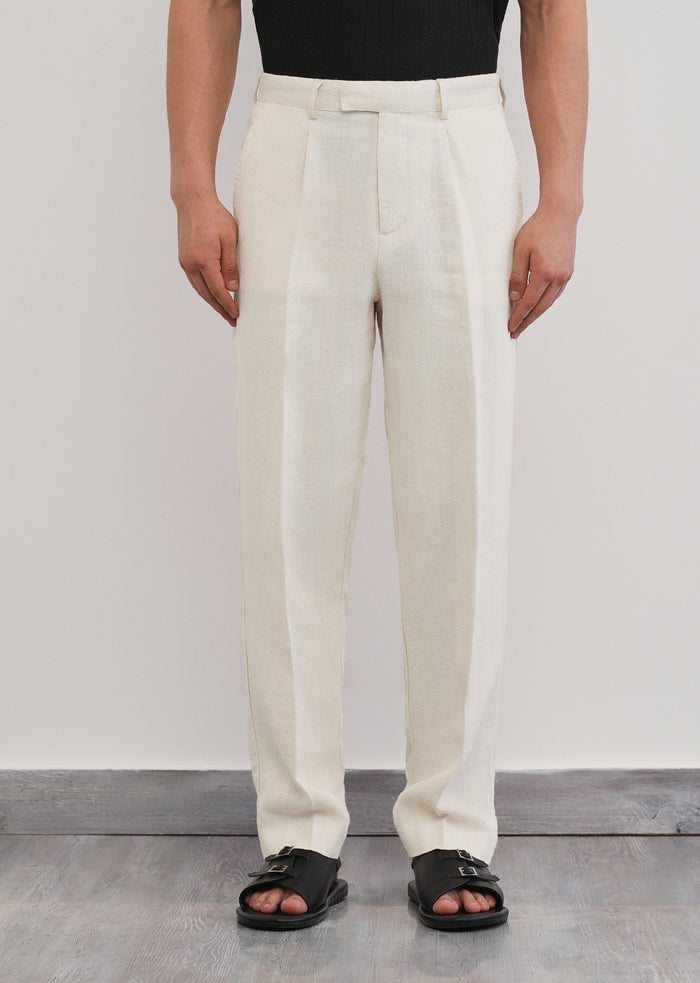 100% Pure Linen Ivory Pant