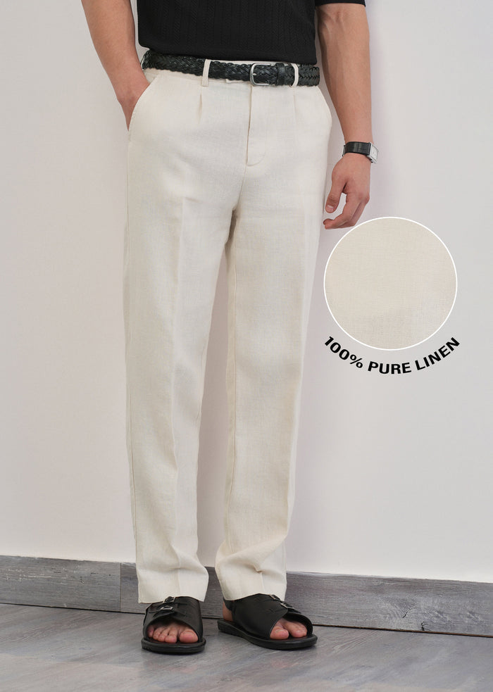 100% Pure Linen Ivory Pant