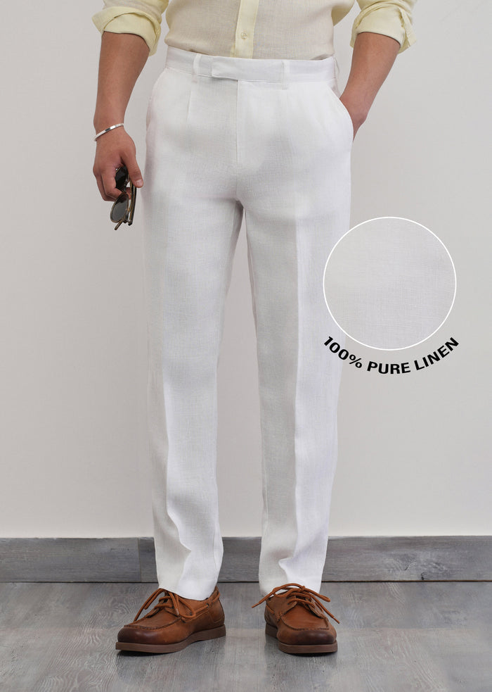 100% Pure Linen White Pant