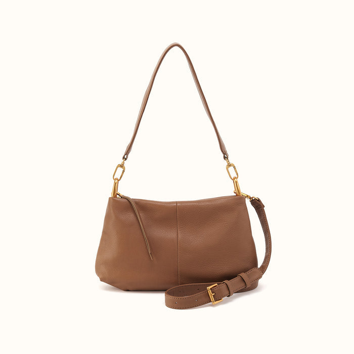 Advance Shoulder Bag in Pebbled Leather - Timber Brown- FOL