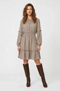 Air Flow Balloon Sleeve Tie Front Dress