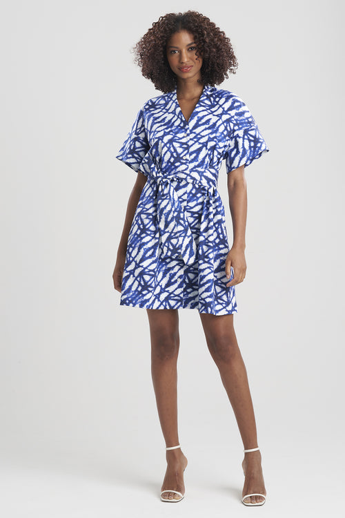 Akira-Cotton Sateen Mandarin Shirtdress