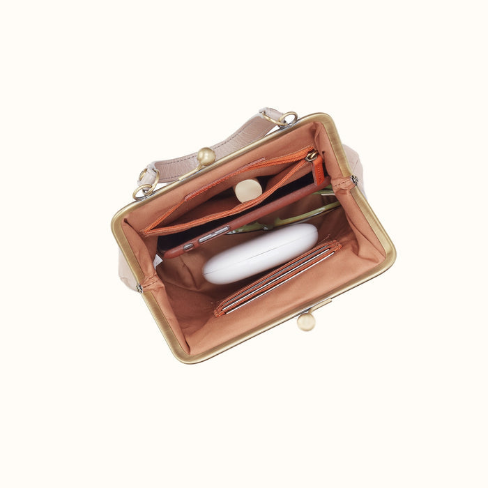 Alba Crossbody In Gloss Leather - Stone Gloss