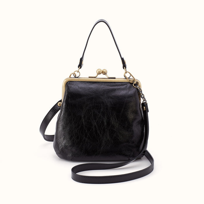 Alba Crossbody in Polished Leather - Black- FOL