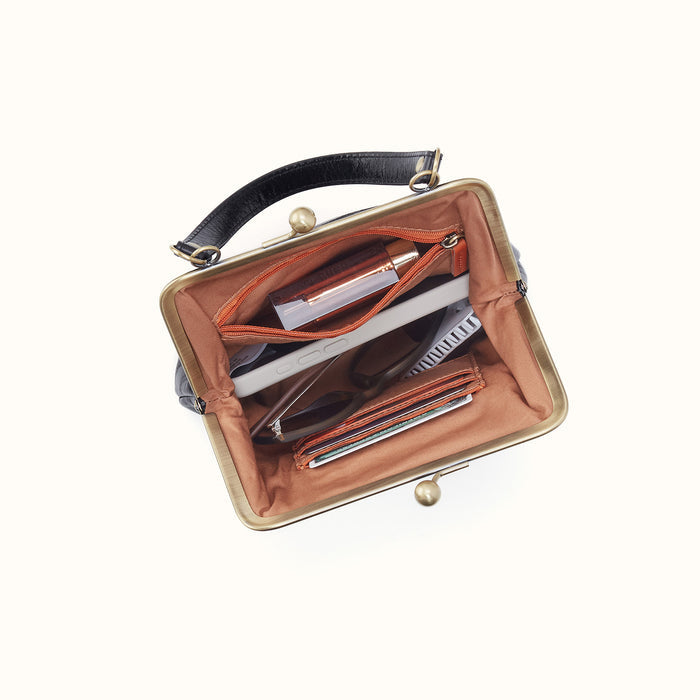 Alba Crossbody in Polished Leather - Black
