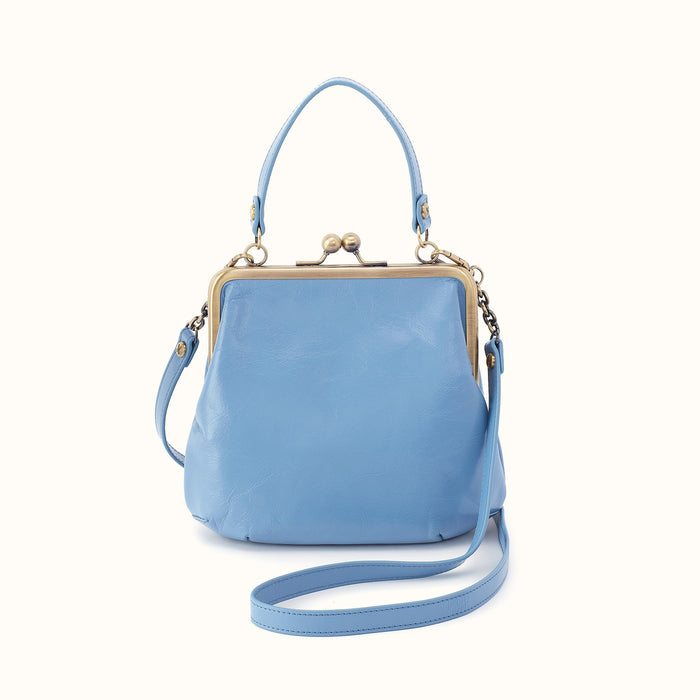 Alba Crossbody In Polished Leather - Faded Denim- FOL