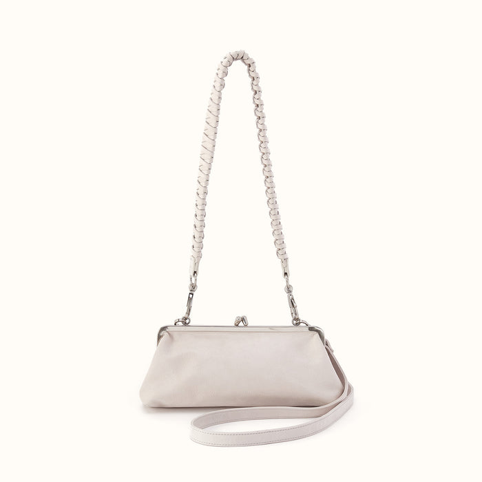Alba Frame Small Shoulder Bag in Buffed Leather - Stone- FOL