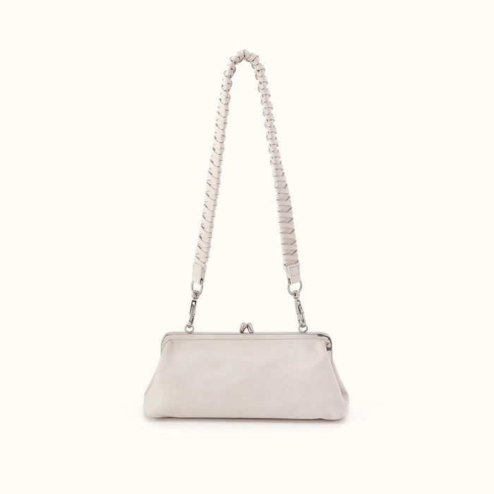 Alba Frame Small Shoulder Bag in Buffed Leather - Stone