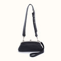 Alba Frame Small Shoulder Bag In Pebbled Leather - Black