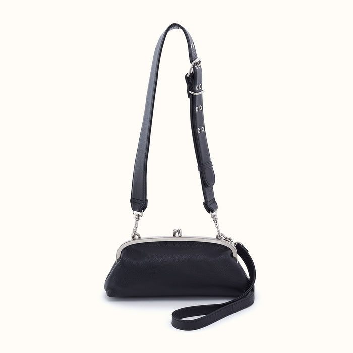 Alba Frame Small Shoulder Bag In Pebbled Leather - Black