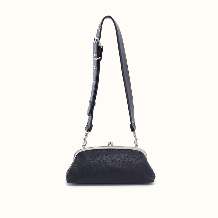 Alba Frame Small Shoulder Bag In Pebbled Leather - Black