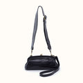 Alba Frame Small Shoulder bag In Polished Leather - Black