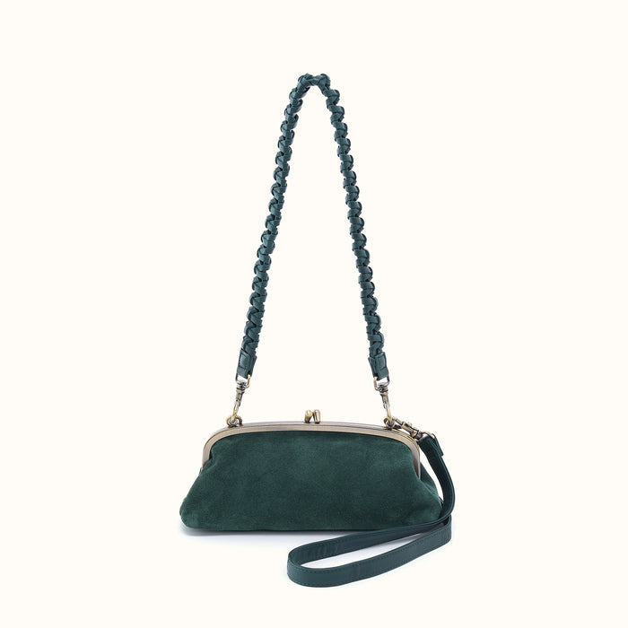 Alba Frame Small Shoulder in Buffed Leather - Pine Needle