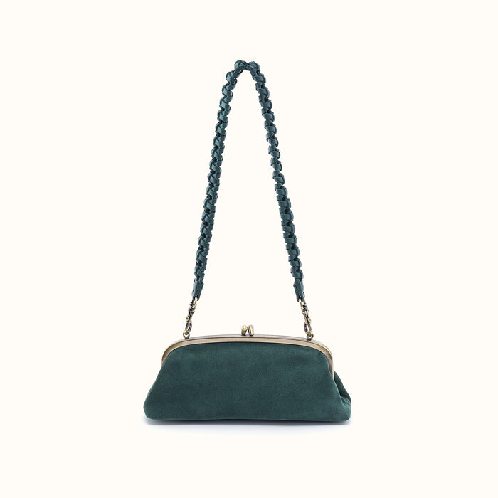 Alba Frame Small Shoulder in Buffed Leather - Pine Needle