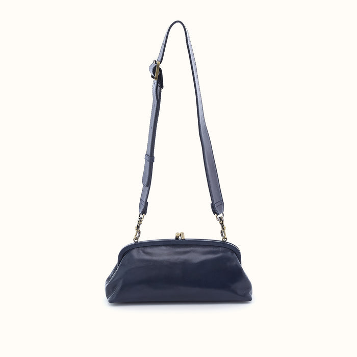 Alba Frame Small Shoulder in Polished Leather - Ink Navy