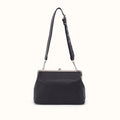 Alba Frame Large Shoulder Bag in Pebbled Leather - Black- FOL