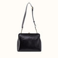 Alba Frame Large Shoulder Bag in Polished Leather - Black