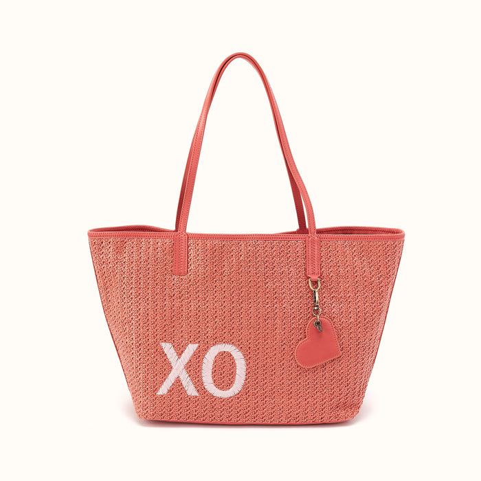 All That Tote in Woven Straw - Wild Rose Woven Straw- FOL