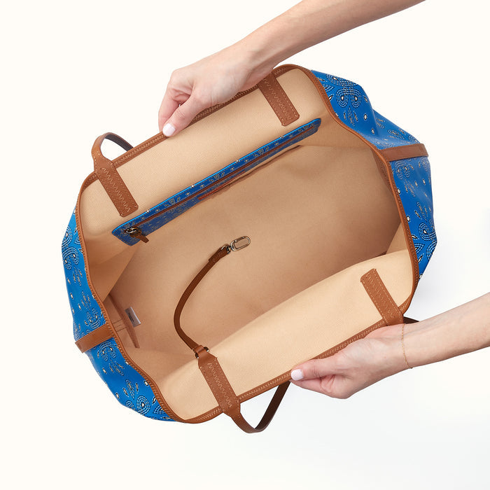 All That Tote Large In Coated Canvas - Blue Journey Bandana
