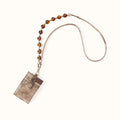 Around Town Lanyard in Metallic Leather - Cocoa Platinum- FOL