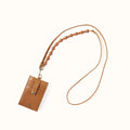 Around Town Lanyard In Polished Leather - Truffle- FOL