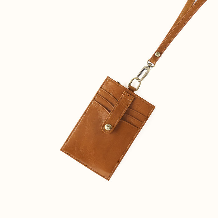 Around Town Lanyard in Polished Leather - Truffle
