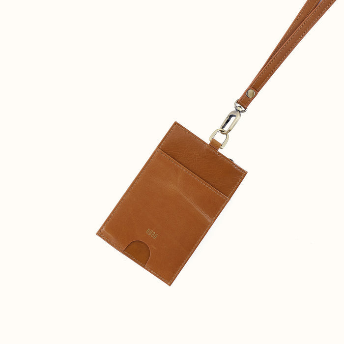 Around Town Lanyard in Polished Leather - Truffle