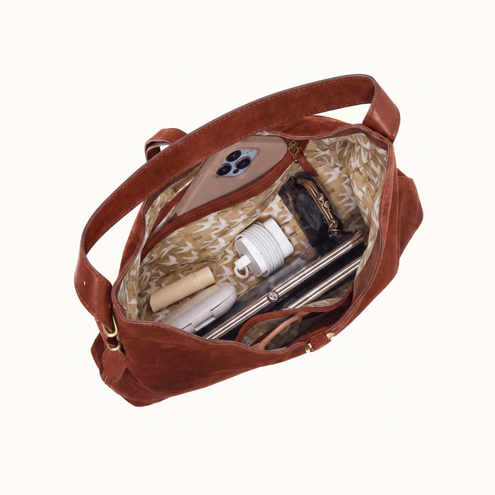 Atlas Hobo Bag In Suede Leather - Chocolate