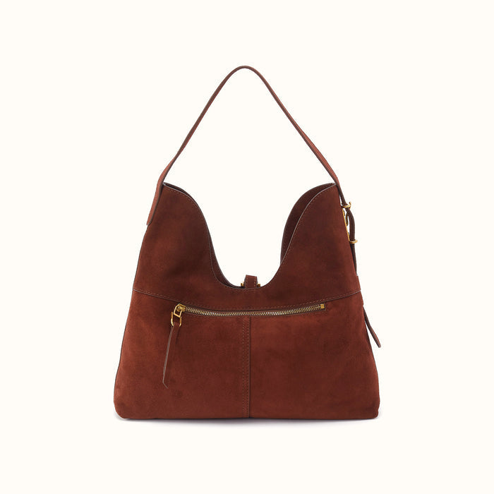 Atlas Hobo Bag In Suede Leather - Chocolate