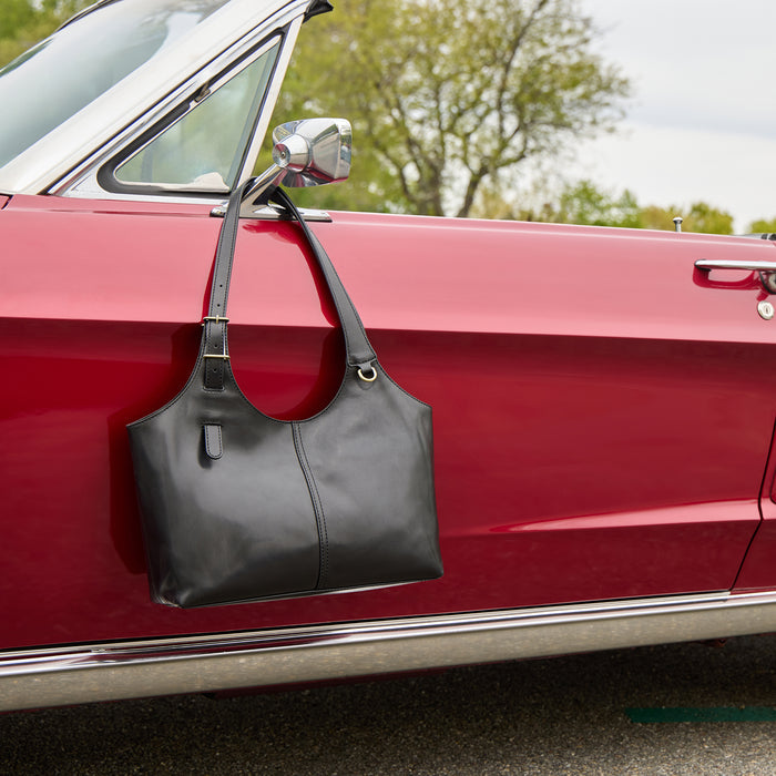 Atlas Tote In Patina Leather - Black