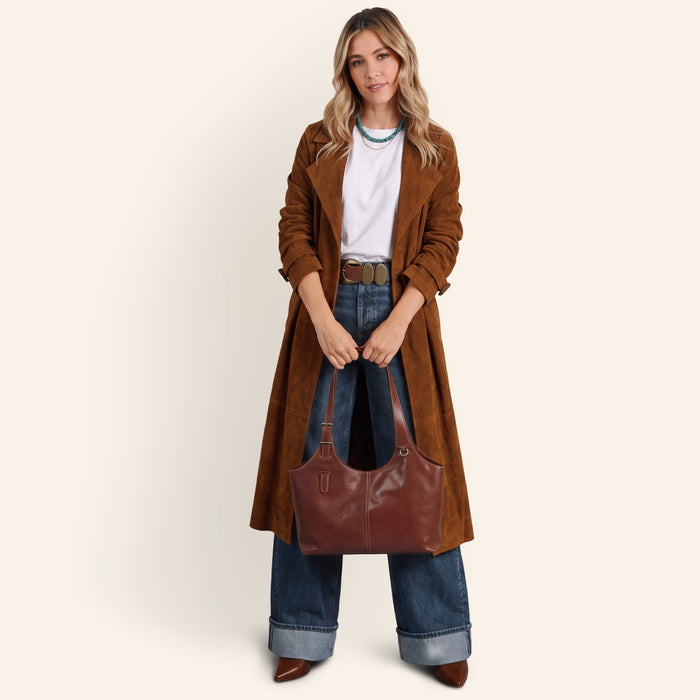 Atlas Tote In Patina Leather - Pecan Ridge