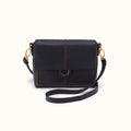 Austin Flap Crossbody in Pebbled Leather - Black- FOL