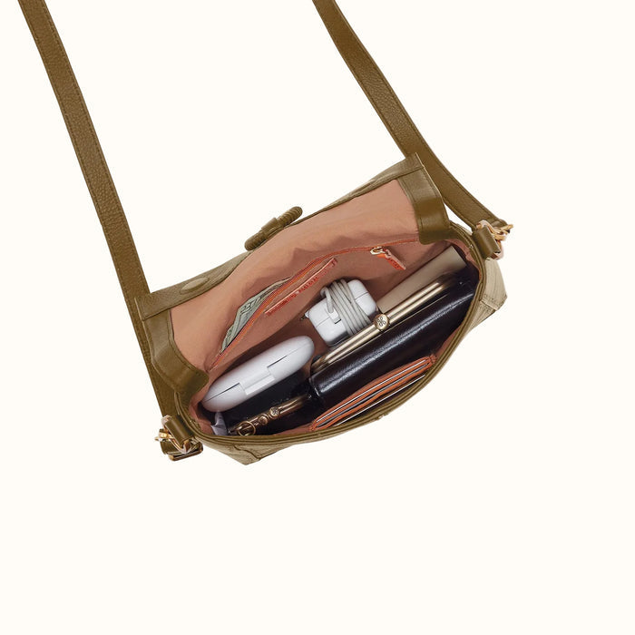 Austin Flap Crossbody In Pebbled Leather - Sunlit Sage