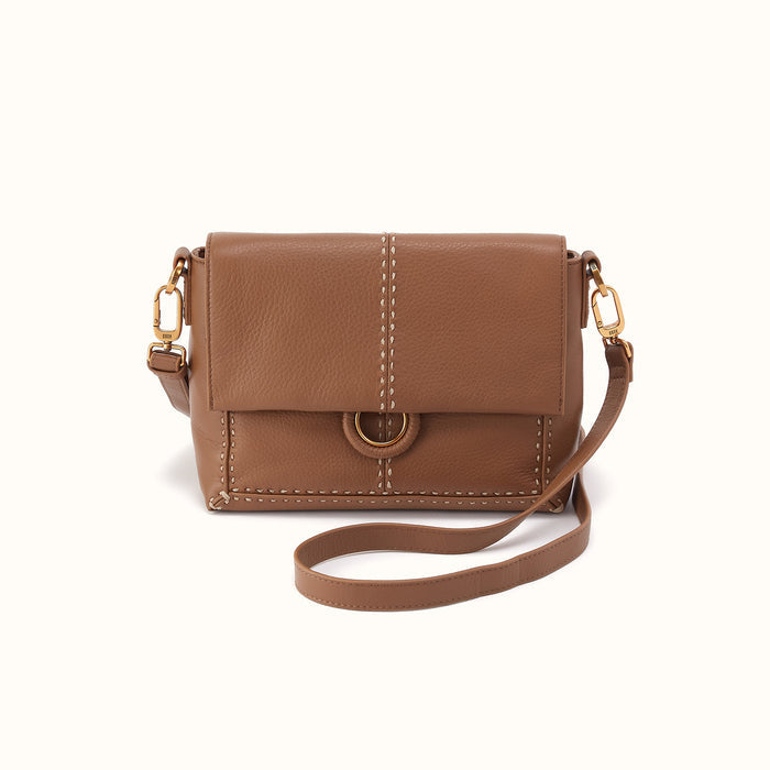 Austin Flap Crossbody In Pebbled Leather - Timber Brown- FOL