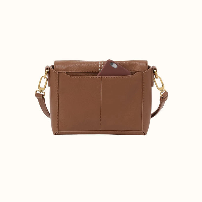 Austin Flap Crossbody In Pebbled Leather - Timber Brown