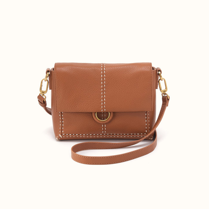 Austin Flap Crossbody in Pebbled Leather - Warm Honey- FOL
