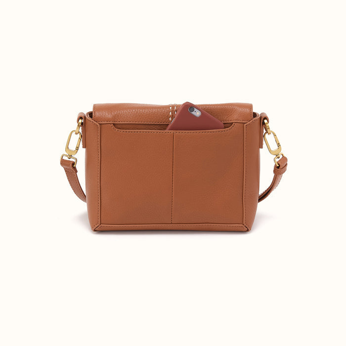 Austin Flap Crossbody in Pebbled Leather - Warm Honey