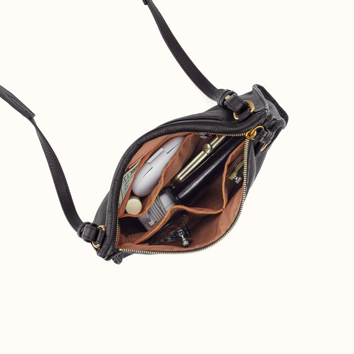 Austin Medium Crossbody In Pebbled Leather - Black