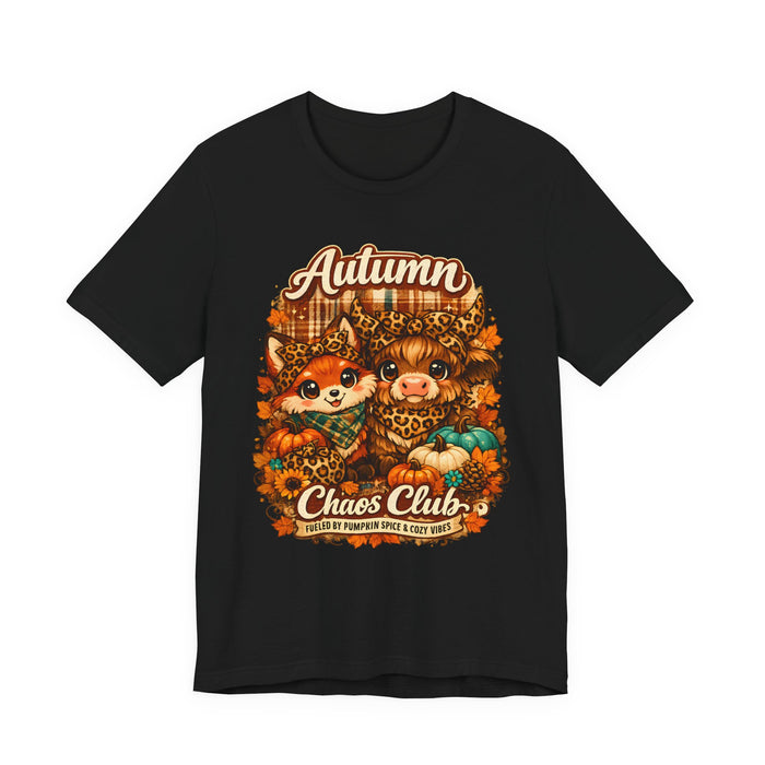 Autumn Chaos Club Tee — Cute Fall Fox & Hedgehog Pumpkin Shirt