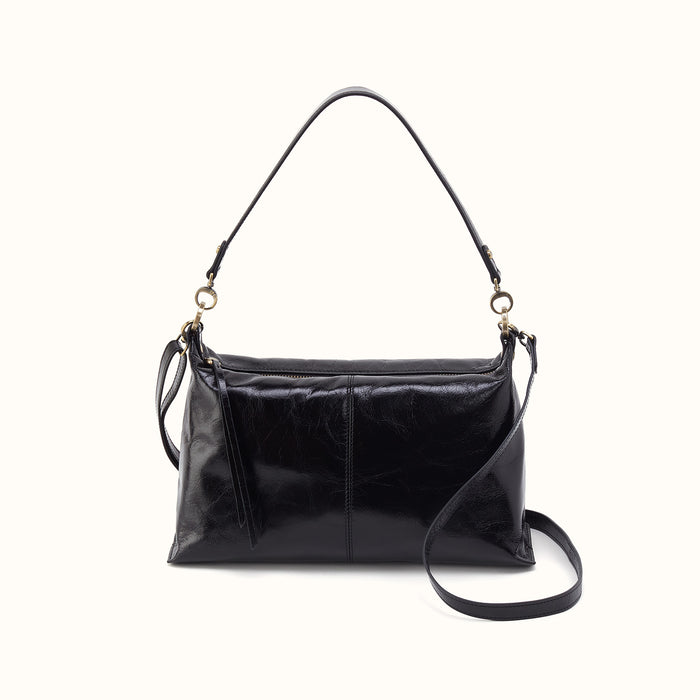 Avon Shoulder Bag in Polished Leather - Black- FOL