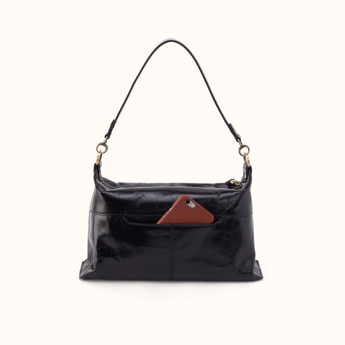 Avon Shoulder Bag in Polished Leather - Black