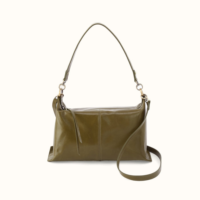 Avon Shoulder Bag In Polished Leather - Olive Veil- FOL