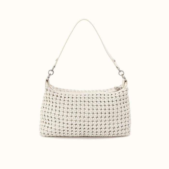 Avon Shoulder Bag in Woven Leather - Whitecap