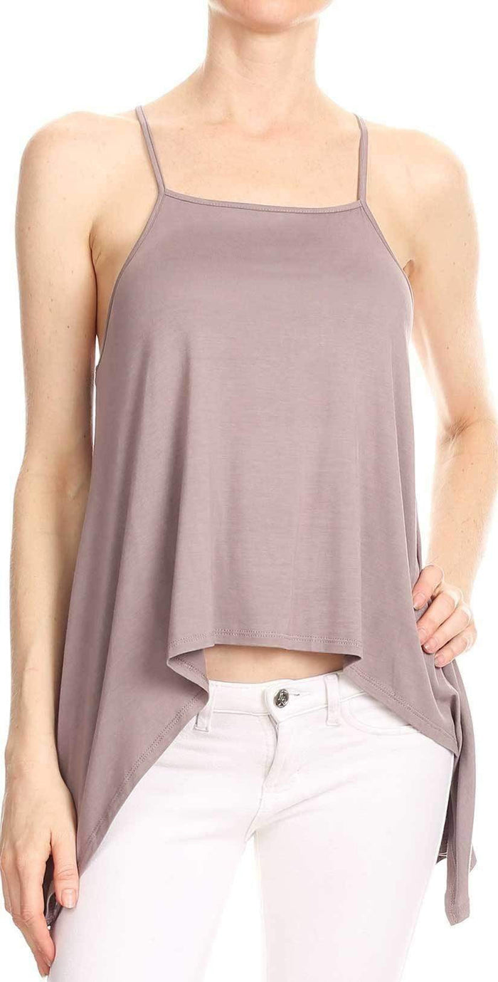 Bear Dance Solid Spaghetti Strap Top in Purple Grey T2440: