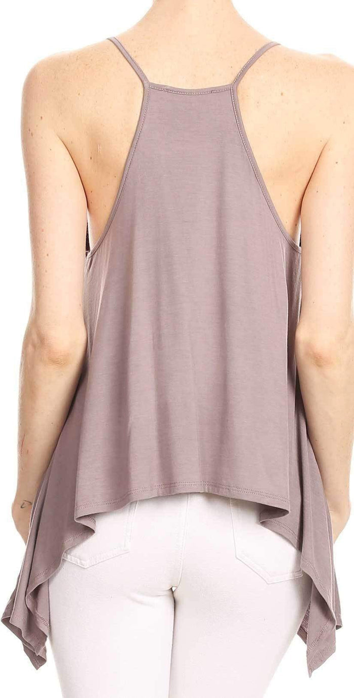 Bear Dance Solid Spaghetti Strap Top in Purple Grey T2440: